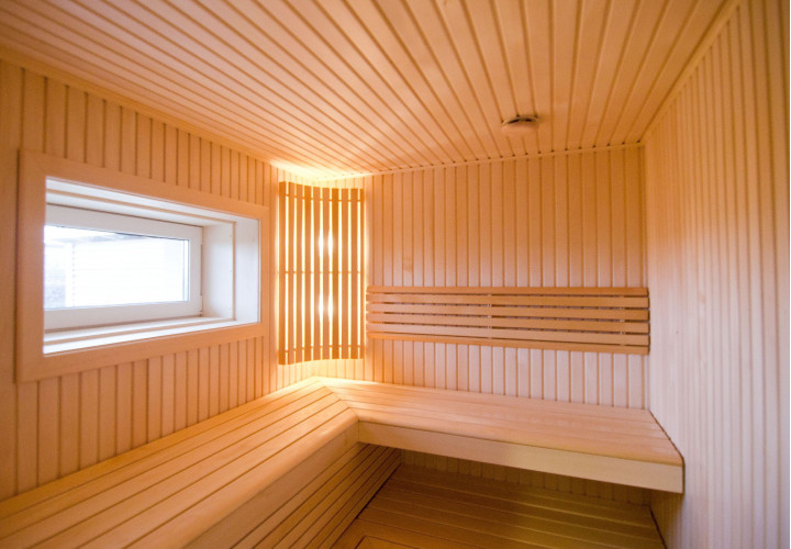 Minimalistyczna sauna z drewna lipowego