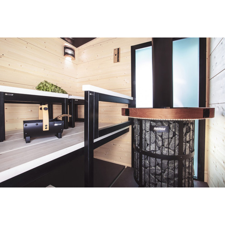 Ściana szklana HARVIA Duo 9 x 21, łącznie z ramą, aluminium czarne