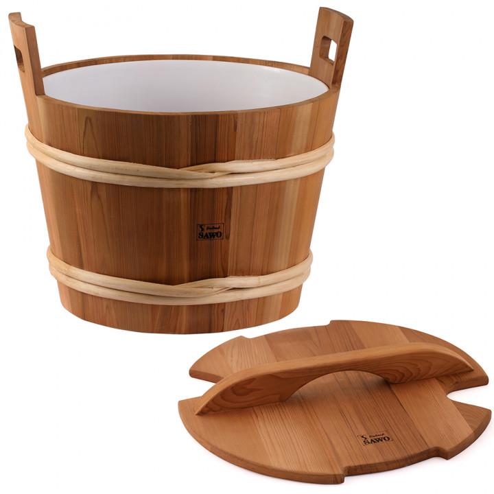 SAWO wiadro drewniane z pokrywką, cedr, 40 l