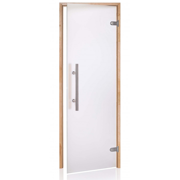 Drzwi do sauny szklane AD PREMIUM LIGHT, szkło matowe, 70 x 190, olcha, matowe przezroczyste