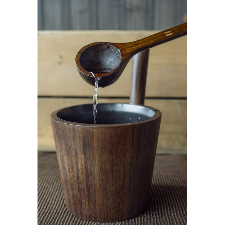 Wiadro do sauny Rento Dark Bamboo z czarnym wkładem, 5 l