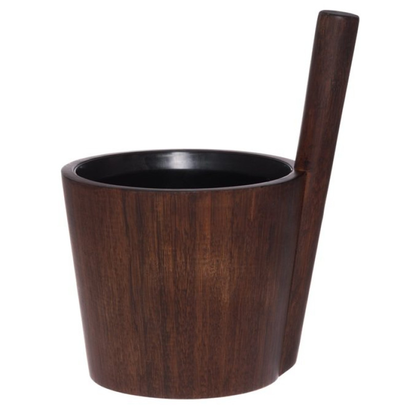 Wiadro do sauny Rento Dark Bamboo z czarnym wkładem, 5 l