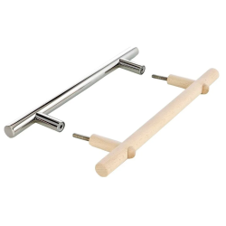 Komplet klamek do drzwi ze stali nierdzewnej i drewna  Komplet klamek do drzwi ze stali nierdzewnej i drewna