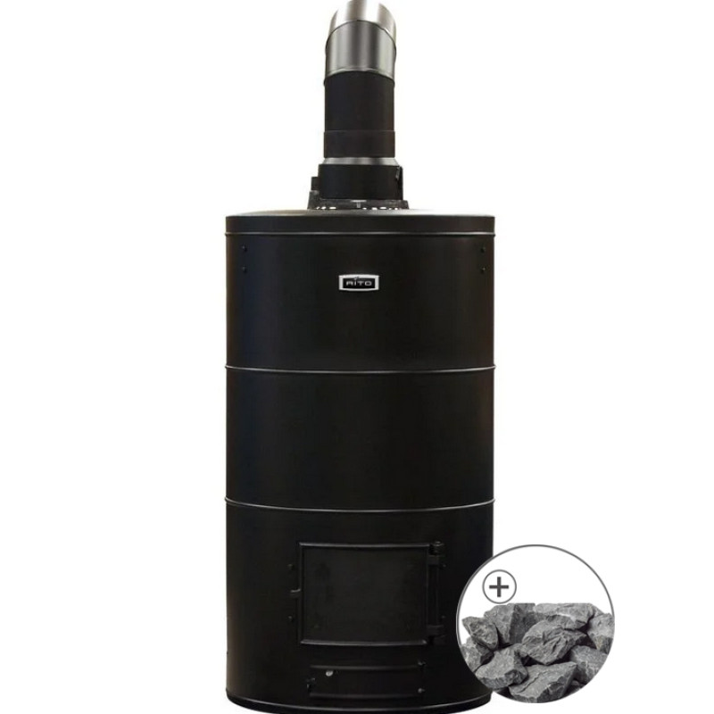 Piec do sauny opalany drewnem - AITO AK-68, z tradycyjnymi kamieniami