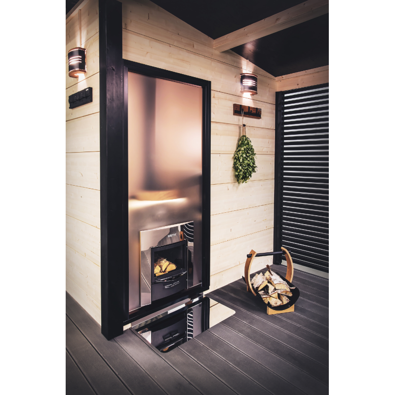 Ściana szklana HARVIA Duo 9 x 21, łącznie z ramą, aluminium czarne