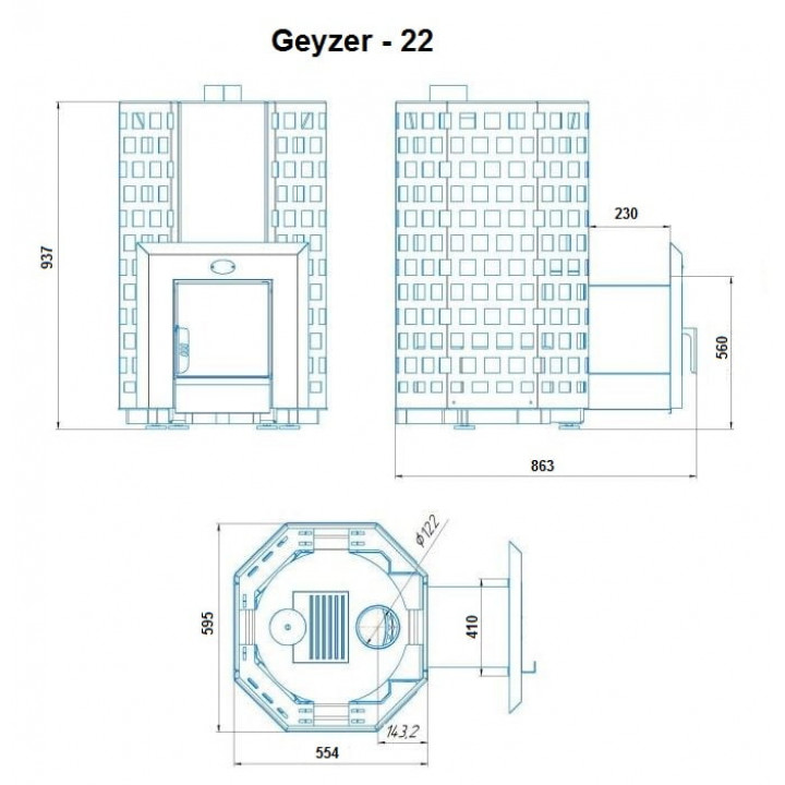 Piec do sauny opalany drewnem - NOVA GEYZER 22