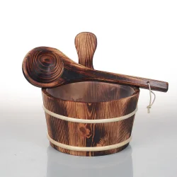 SAUFLEX wiadro i chochla drewniane 4 l, osika palona 