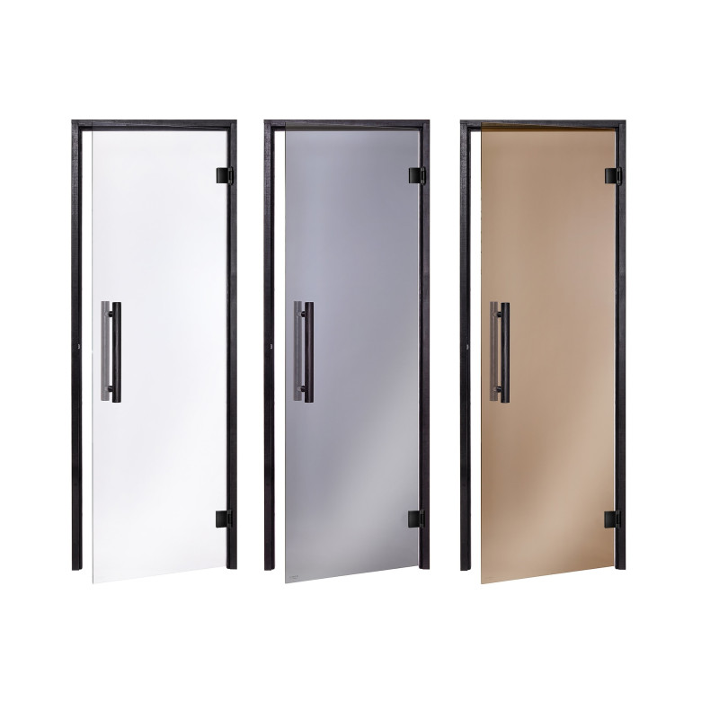 Szklane drzwi do sauny AD, czarna rama