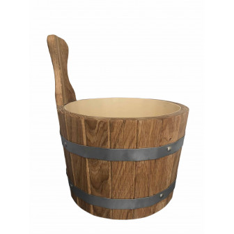 Wiadro dębowe z uchwytem drewnianym, 5l