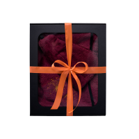 Zestaw prezentowy w pudełku prezentowym dla NIEJ. Damski kapelusz i fartuch do sauny – BORDOWY