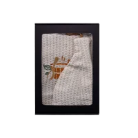 Zestaw prezentowy w pudełku prezentowym dla NIEGO. Męski kapelusz do sauny i fartuch - LNIANY, haftowany