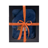 Zestaw prezentowy w pudełku prezentowym dla NIEGO. Męski kapelusz i fartuch do sauny – NIEBIESKI