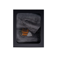 Zestaw prezentowy w pudełku prezentowym dla NIEGO. Męski kapelusz i fartuch do sauny - SZARY