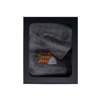 Zestaw prezentowy w pudełku prezentowym dla NIEGO. Męski kapelusz i fartuch do sauny - SZARY