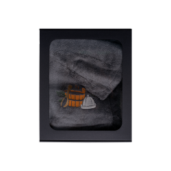 Zestaw prezentowy w pudełku prezentowym dla NIEGO. Męski kapelusz i fartuch do sauny - SZARY 
