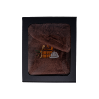 Zestaw prezentowy w pudełku prezentowym dla NIEGO. Męski kapelusz i fartuch do sauny - BRĄZOWY