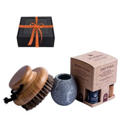 Zestaw prezentowy w pudełku prezentowym CIEPŁO ZAPACHOWE. Pędzel, kubek na zapachy i olejki eteryczne 