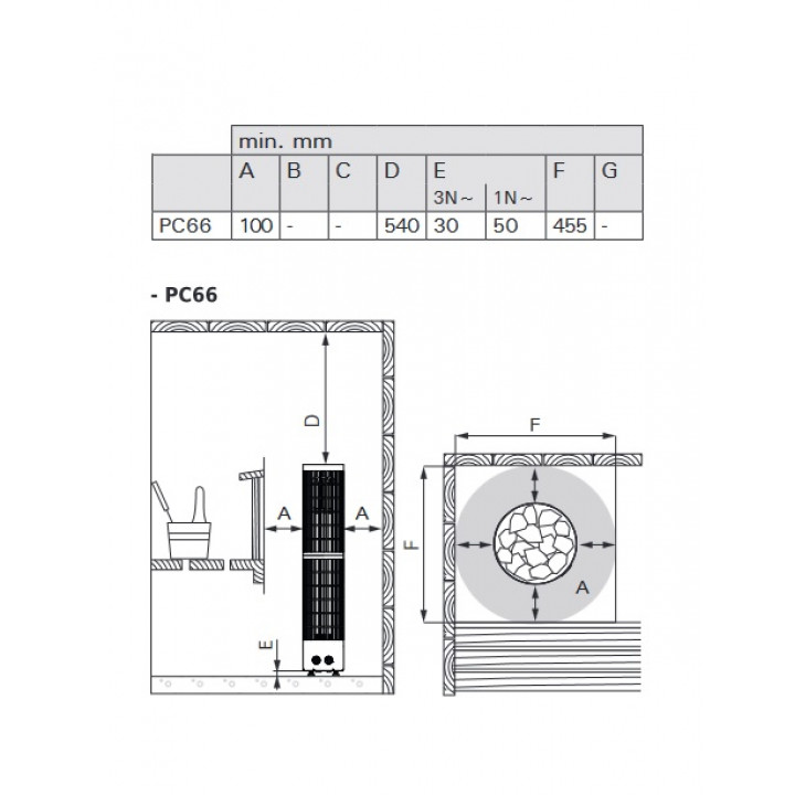 Piec elektryczny do sauny - HARVIA Cilindro Black Steel PC66 6,6 kW