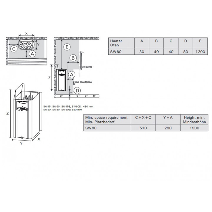 Piec elektryczny do sauny - HARVIA The Wall Black Steel SW60 6 kW