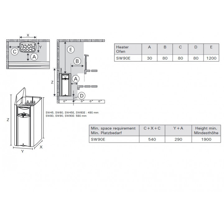 Piec elektryczny do sauny - HARVIA The Wall Black Steel SW90E 9 kW