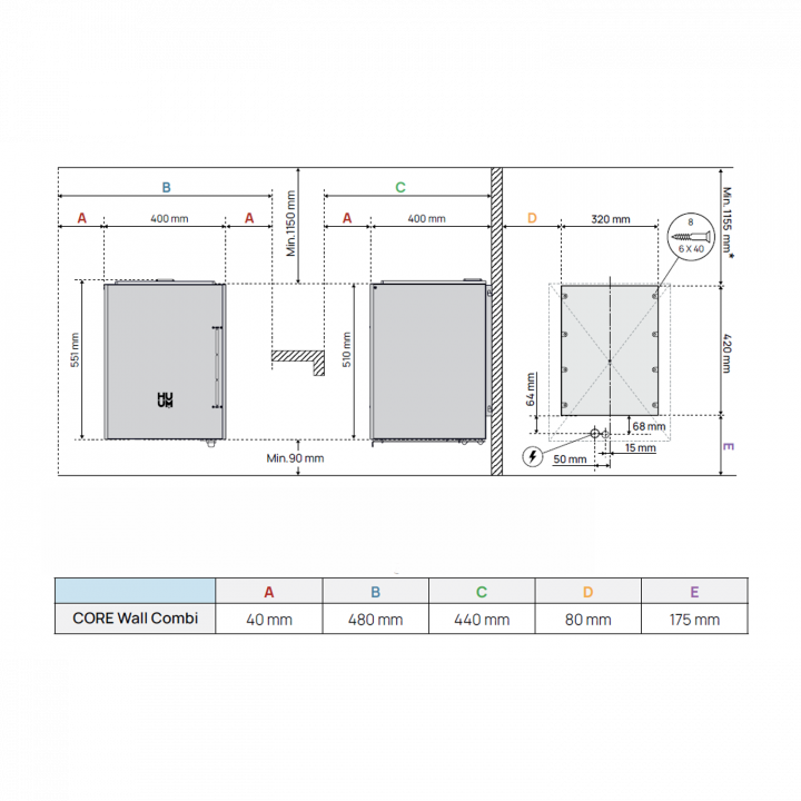 Elektryczny piec do sauny - HUUM Core Wall Combi, czarny