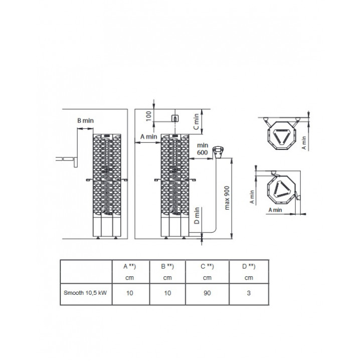 Piec elektryczny do sauny - NARVI SMOOTH 10,5 kW, czarny