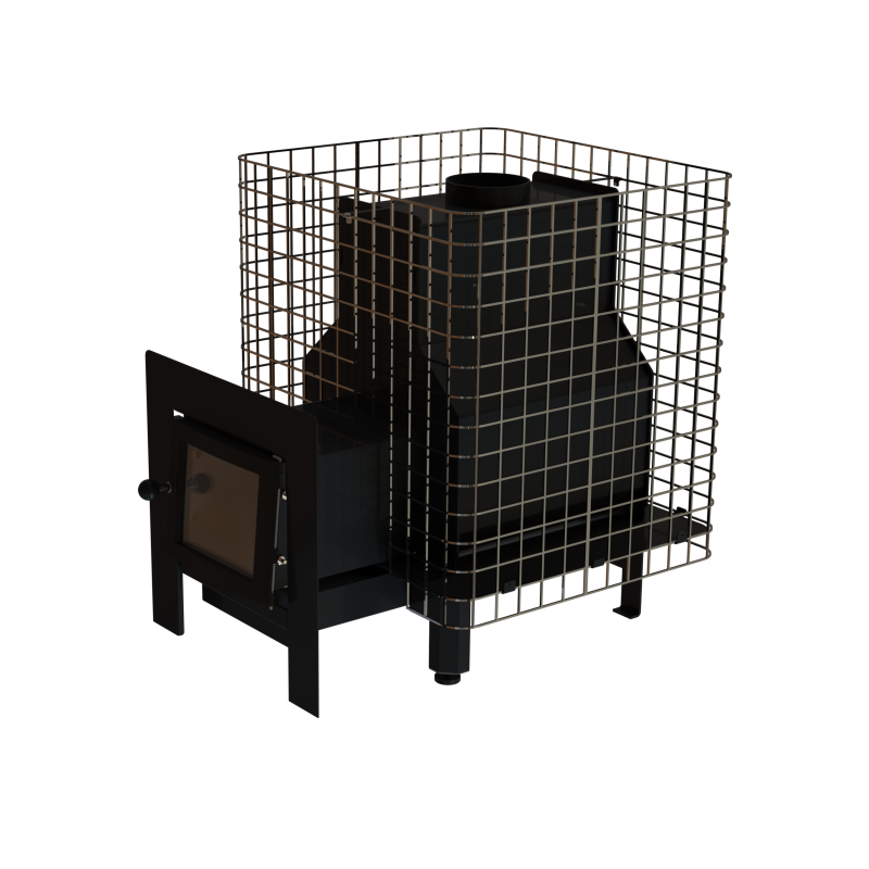 Piec do sauny opalany drewnem - VILPRA FORNAX-14-NL-V z zewnętrznym paleniskiem