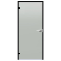 Drzwi szklane zamykane na klucz Harvia Black Line, satyna, 7x21, czarna rama aluminiowa 