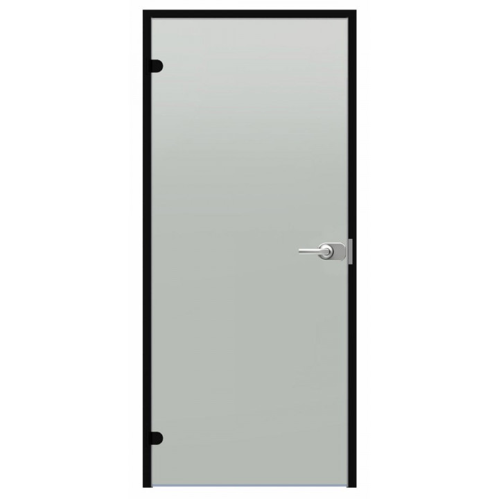 Drzwi szklane zamykane na klucz Harvia Black Line, satyna, 7x21, czarna rama aluminiowa
