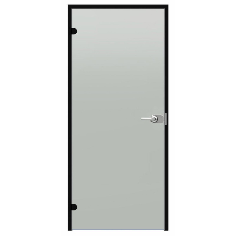 Drzwi szklane zamykane na klucz Harvia Black Line, satyna, 7x21, czarna rama aluminiowa