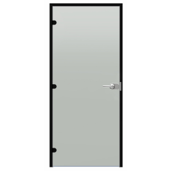 Drzwi szklane zamykane na klucz Harvia Black Line, satyna, 9x21, czarna rama aluminiowa 