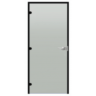 Drzwi szklane zamykane na klucz Harvia Black Line, satyna, 9x21, czarna rama aluminiowa