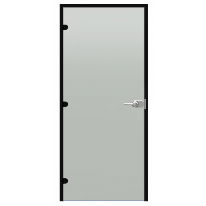 Drzwi szklane zamykane na klucz Harvia Black Line, satyna, 9x21, czarna rama aluminiowa