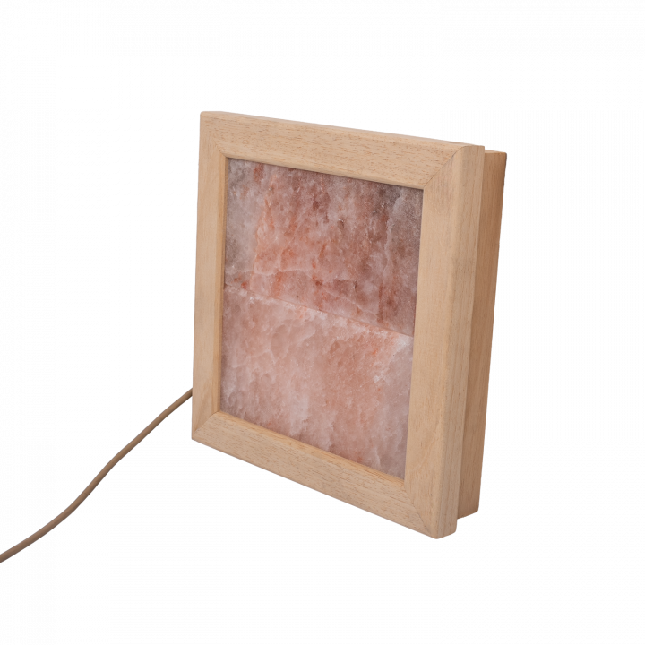 Himalajska lampa solna LED, drewno abachi