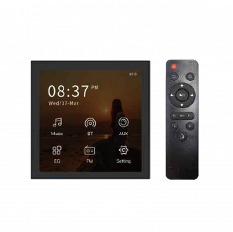 Wzmacniacz stereo BT z ekranem dotykowym, do montażu na ścianie, B4, czarny