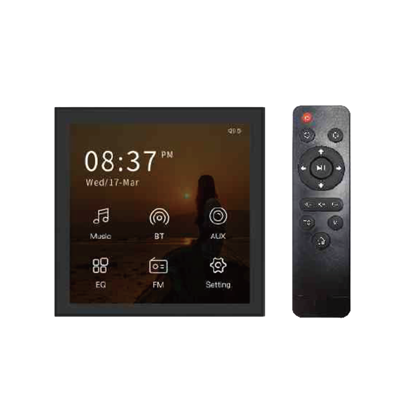 Wzmacniacz stereo BT z ekranem dotykowym, do montażu na ścianie, B4, czarny