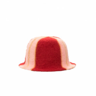 Czapka do sauny - Paski, czerwony, biały, żółty