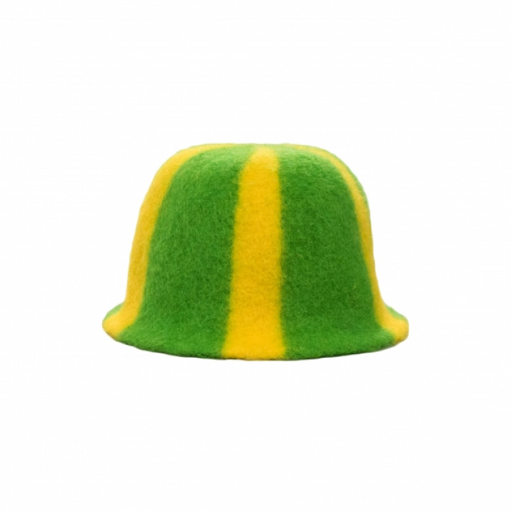 Czapka do sauny - Paski, zielony, żółty