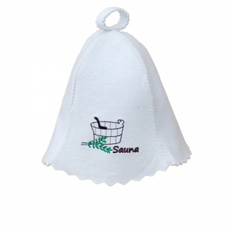 Czapka do sauny - SAUNA z białą wanną i czerpakiem