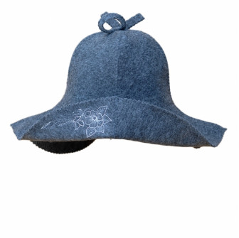Czapka do sauny - szara, ze srebrnym kwiatkiem