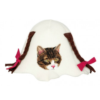 Czapka do sauny - Kotek z warkoczykami
