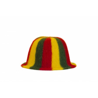 Czapka do sauny - Paski, żółty, zielony, czerwony