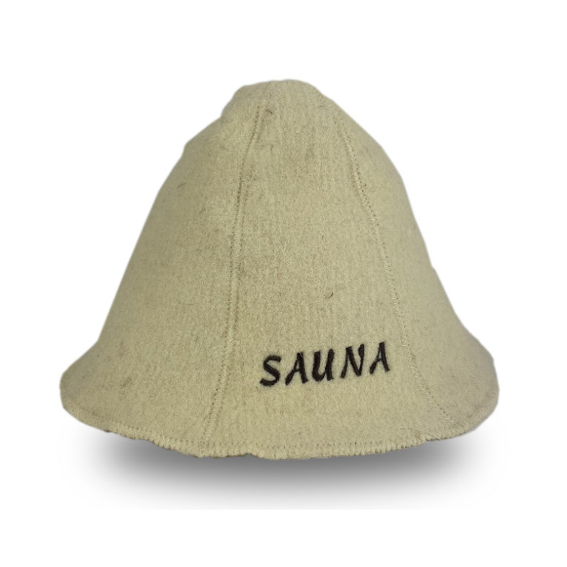 Czapka do sauny - SAUNA, biała, wełniana