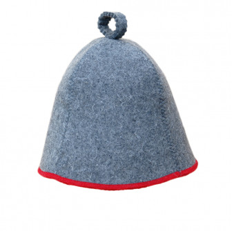 Czapka do sauny - Szara z czerwonym paskiem