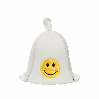 Czapka do sauny - uśmiech, biała