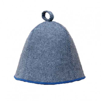 Czapka do sauny - Szara z niebieskim paskiem