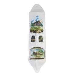 Ceramiczny stojak na zapałki z 5 pudełkami zapałek 