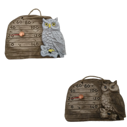 Ceramiczny termometr do sauny - sowa na gałęzi  Ceramiczny termometr do sauny - sowa na gałęzi