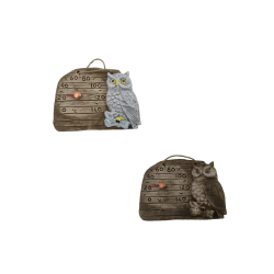 Ceramiczny termometr do sauny - sowa na gałęzi 