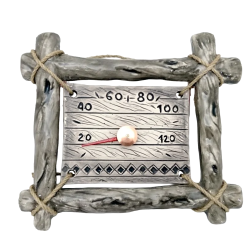 Ceramiczny termometr do sauny - w ramce z gałązek 